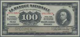 00489 Canada: La Banque Nationale 100 Dollars 1922 SPECIMEN, P.S875s In Perfect Condition, Slightly Wavy Paper At Left B - Canada