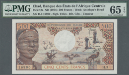 00542 Chad / Tschad: 500 Francs ND(1974) P. 2a, Condition: PMG Graded 65 GEM UNC EPQ. - Chad