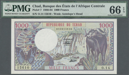 00543 Chad / Tschad: 1000 Francs ND(1980-84) P. 7, Condition: PMG Graded 66 GEM UNC EPQ. - Tchad