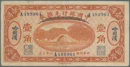 00547 China: Bank Of China 10 Cents 1917 P. 43b, Vertical Folds, Traces Of Use, Condition: F+ To VF-. - China