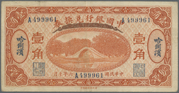 00547 China: Bank Of China 10 Cents 1917 P. 43b, Vertical Folds, Traces Of Use, Condition: F+ To VF-. - Chine
