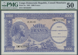 00581 Congo / Kongo: 1000 Francs 1962 P. 62a, PMG Graded: 50 About Uncirculated - Non Classificati