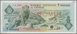 00584 Congo / Kongo: 50 Francs 1961 SPECIMEN, P.5as In Excellent Condition, Traces Of Glue At Right Border On Back And T - Unclassified