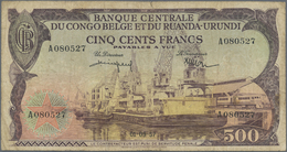 00588 Congo / Kongo: 500 Francs 1957 P. 34, Used With Several Folds And Creases, Stained Paper, Pinholes And Minor Borde - Unclassified