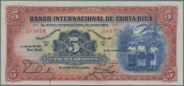 00591 Costa Rica: Banco Internacional De Costa Rica 5 Colones 1936, P.180 In Almost Perfect Condition With Tiny Dint At - Costa Rica