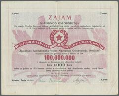 00602 Croatia / Kroatien: 100.000.000 Lira 1943 P. S133, Used With Folds, Minor Center Hole, No Tears, Condition: F To F - Croatia