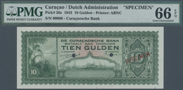 00606 Curacao: 10 Gulden 1943 SPECIMEN, P.26s In Perfect Condoition, PMG Graded 66 Gem Uncirculated EPQ - Other - America