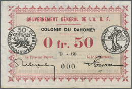 00634 Dahomey: 50 Centimes 1917 Wiht Zero Serial Number Specimen P. 1as In Condition: AUNC. - Autres - Afrique