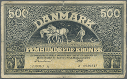 00640 Denmark  / Dänemark: 500 Kroner 1939, P.34a, Small Border Tears At Upper And Lower Margin, Several Folds And Light - Denmark
