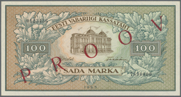 00724 Estonia / Estland: 100 Marka 1923 Specimen Proofs P. 23sp, Front And Back Seperatly Printed On Watermarked Banknot - Estonie