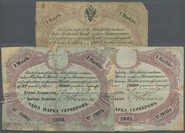 00791 Finland / Finnland: Set With 3 Banknotes 1 Silver Mark 1860, 1861 (P.A32A), Both Restored And Glued On Paper And 1 - Finlande