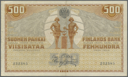 00793 Finland / Finnland: 500 Markkaa Kullassa 1909, P.23 With Serial Number 232385, Vertically Folded, Some Other Minor - Finlandia