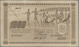 00794 Finland / Finnland: 1000 Markkaa 1922 Litt. D, P.67, Small Tears At Left And Right Border, Several Folds And Creas - Finland