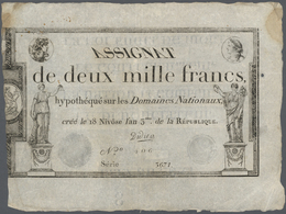 00802 France / Frankreich: Assignat 2000 Francs 1795 P. A81 With Folds And Creases, On Hole At Right (but Not In The Des - Autres & Non Classés