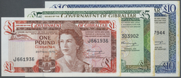 00895 Gibraltar: Set Of 3 Notes Containing 1, 5 And 10 Pounds 1975 P. 20, 21, 22, All Notes Crisp And Unfolded But Light - Gibraltar
