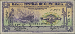 00959 Guatemala: Banco Central De Guatemala 5 Quetzales August 12th 1946, P.16b, Highly Rare Note In Almost Perfect Cond - Guatemala