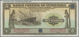 00960 Guatemala:  Banco Central De Guatemala 5 Quetzales 1934-45 SPECIMEN By Waterlow & Sons Ltd., P.16s With Red Overpr - Guatemala