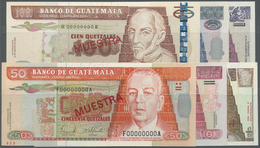 00970 Guatemala: Set Of 6 Specimen Notes Containing 1/2 Qu. 1998, 5 Qu. 2006, 10 Qu. 2006, 20 Qu. 2006, 50 Qu. 2006 And - Guatemala