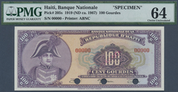 00987 Haiti: 100 Gourdes ND(1967) Specimen P. 205s, Condition: PMG Graded 64 Choice UNC. - Haïti