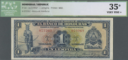 00989 Honduras: Rare Note 1 Lempira 1932 P. 34, ICG Graded 35* VF+. - Honduras