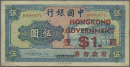 01002 Hong Kong:  Hong Kong Government 1 Dollar 1941 (1942), P.317, Overprint On China P.93 In Used Condition With Many - Hong Kong