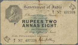 01062 India / Indien: Government Of India 2 Rupees 8 Annas ND(1917) P. 2, Karachi Issue (K/1 Prefix), Used With Stronger - Inde