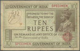 01067 India / Indien: Highly Rare SPECIMEN Note Of 10 Rupees ND(1917-30) P. 6s With Red Specimen Overprint And Specimen - Inde