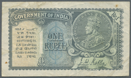 01085 India / Indien: 1 Rupee 1935 With Watermark Portrai King George V, P.14a, Still Nice Condition With Several Folds, - Inde