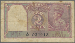 01091 India / Indien: 2 Rupees ND P. 17a, Portrait KGVI Sign. Taylor, Used With Folds And Stain In Paper, 2 Pinhole, No - India