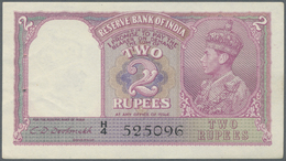 01094 India / Indien: 2 Rupees ND P. 17b, Unfolded, Light Creases At Left, 2 Pinholes, Condition: XF. - India