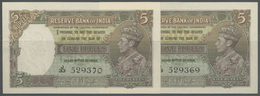 01096 India / Indien: Set Of 2 Consecutive Serial Number 5 Rupees ND P. 18a Portrait KGVI, With Usual Pinholes At Left B - India