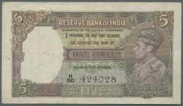 01097 India / Indien: 5 Rupees ND(1937 & 1943) With Signature Taylor, P.18a, Several Folds, Tiny Pinholes At Left And Li - India