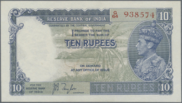 01099 India / Indien: 10 Rupees ND Sign. Taylor Portrait KGVI P. 19, 2 Usual Pinholes, No Folds, Condition: UNC. - India