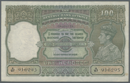 01108 India / Indien: 100 Rupees ND(1937-43), Place Of Issue CALCUTTA With Signature Deshmuk, P.20e In Excellent Conditi - India