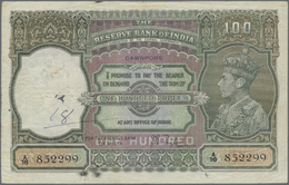 01112 India / Indien: 100 Rupees ND(1937-43) CAWNPORE Issue P. 20g, Used With Folds And Light Creases In Paper, One Lare - India