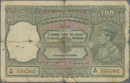 01113 India / Indien: 100 Rupees ND(1937-43) Very Rare DELHI Issue P. 20j, Stronger Used With Strong Center And Horizont - India