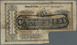 01130 India / Indien: Bank Of Bengal Commerce Issue 20 Sicca Rupees 1828 P. S40A Serial Number #0002, Stamped And Cut Ca - India