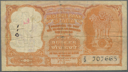 01136 India / Indien: Gulf Issue 5 Rupees ND P. R2, Used With Folds, Creases, Stain And Small Holes In Paper, All Around - India