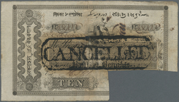 01141 India / Indien: Bank Of Bengal Commerce Issue 10 Sicca Rupees 1830 P. S40, Stamped And Cut Cancelled, Torn And Tap - India