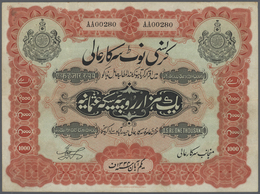 01146 India / Indien: Rare Beautiful Note 1000 Rupees Sicca Osmania, Government Of Hyderabad, 1929 / FE 1340 P. S267, Us - India