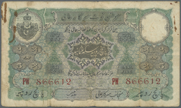 01148 India / Indien: Hyderabad 5 Rupees ND(1916-36) P. S273 Used With Folds And Small Holes In Paper, Stain In Paper, S - India