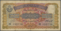01149 India / Indien: Hyderabad 10 Rupees ND(1916-37) P. S274, Used With Small Holes (caused By Pins) In Paper, No Tears - India