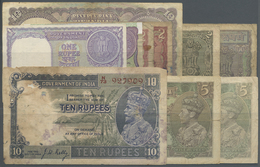 01154 India / Indien: Lot Of 10 Different Notes Containing Different Issues From KGV, KGVI And More Modern Notes, Mostly - India