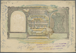 01155 India / Indien: Rare Archival Item, Proof Trial Print Of 10 Rupees ND For Approval In The Printing Works. Front An - India