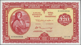 01235 Ireland / Irland: 20 Pounds 1975 P. 67b, 3 Light Vertical Folds, In Condition: XF- To XF. - Irlande