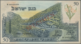 01254 Israel: 50 Pounds 1955 Specimen P. 28as With Zero Serial Numbers And Speicmen Overprint, Unfolded But Light Handli - Israele