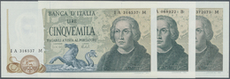 01270 Italy / Italien: Set Of 3 Notes 5000 Lire 1x 1971 And 2x 1973 P. 102a, Condition: 1x AUNC, 2x UNC. (3 Pcs) - Altri & Non Classificati