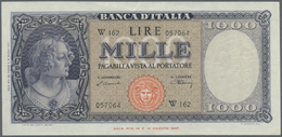 01286 Italy / Italien: 1000 Lire 1947 REPLACEMENT Letter "W" Bi 695sp, Light Center Bend, Handling And Light Corner Fold - Altri & Non Classificati