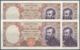 01288 Italy / Italien: Set Of 4 CONSECUTIVE Banknotes 10.000 Lire 1973 Bi857, With Serial Numbers From #039911 To #03991 - Autres & Non Classés