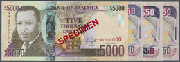 01297 Jamaica: Set Of 4 Specimen Banknotes Containing 3x 50 Dollars 2012, 2010, 2007 P. 83s And 5000 Dollars Hybrid Note - Jamaique